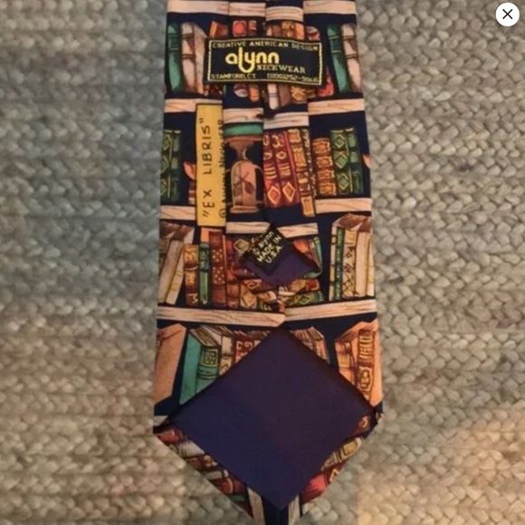 Alynn Neckware Ex Libris 100% Silk Men’s Neck Tie Book Print - Picture 4 of 7